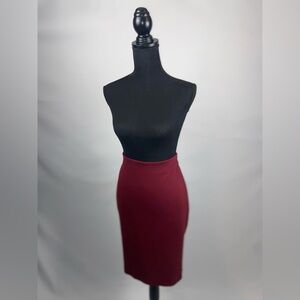Pencil Skirt Philosophy Size 6 Burgundy Gold Zipper
